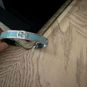 Silver and Light Blue Bangle. Small/Med.